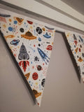 Space rocket fabric bunting, Blast Off! - playroom accessories - children's wall hanging - classroom decor