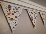 Space rocket fabric bunting, Blast Off! - playroom accessories - children's wall hanging - classroom decor