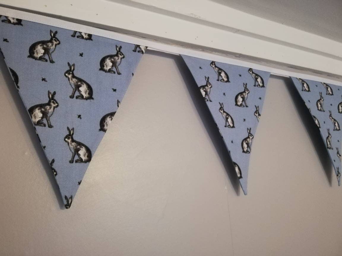 Rabbit fabric bunting, 10 flags, approx 2.5 metres – Anne's Bunting