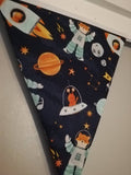 Spaceman fox fabric bunting, 10 flags, approx 2.5 metres - Nursery decor - new baby gift - playroom accessories - children's wall hanging