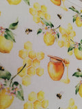 Honeypot, fruit, flowers and Bees fabric bunting, 10 flags, approx 2.5 metres