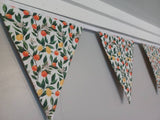 Oranges and lemons fabric bunting,  Tuscan decor