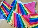 Rainbow coloured fabric bunting 16 flags - approx 4 metres
