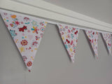 Kids doodle fabric bunting, 10 flags, approx 2.5 metres - Nursery decor
