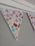 Kids doodle fabric bunting, 10 flags, approx 2.5 metres - Nursery decor