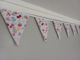 Kids doodle fabric bunting, 10 flags, approx 2.5 metres - Nursery decor
