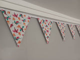 Dragons fabric bunting, pink, blue and green Dragons,  nursery decor, playroom banner