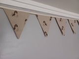Spaniel dogs fabric bunting, on linen look background, 10 flags, approx 2.5 metres