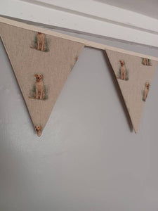 Labrador dogs fabric bunting, on natural background, 10 flags, approx 2.5 metres