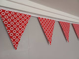 Red hearts fabric bunting.