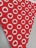 Red hearts fabric bunting.