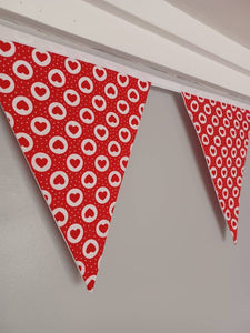 Red hearts fabric bunting.